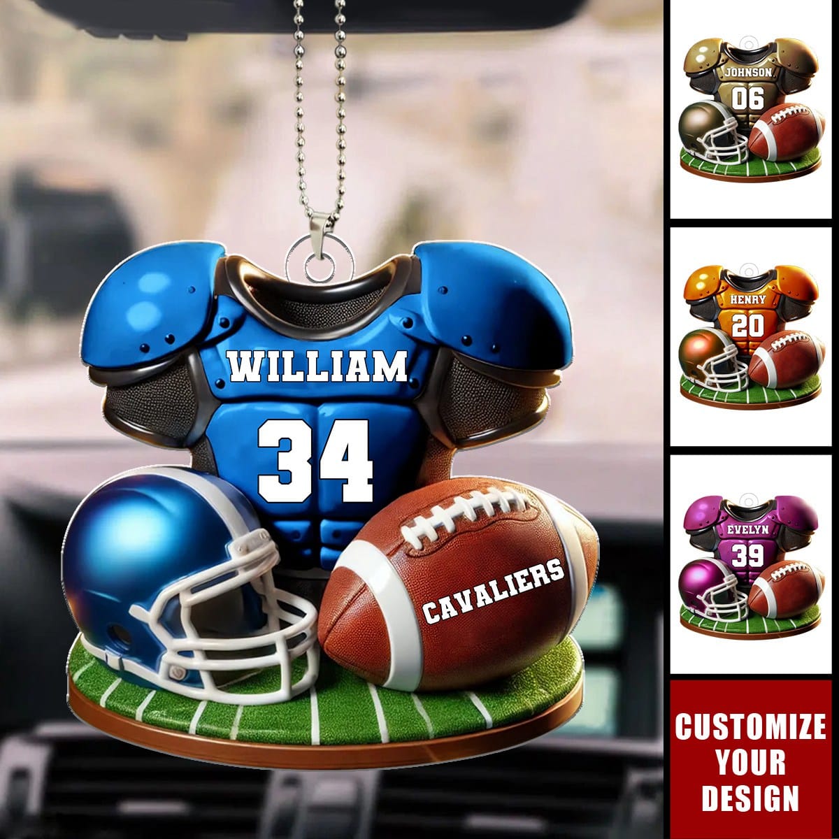 Football Jersey Uniform - Personalized Acrylic Car Ornament, Gift For Son, Boyfriend