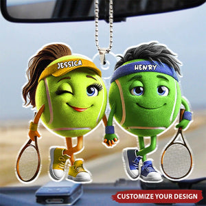 Tennis Couple - Personalized Acrylic Car Ornament