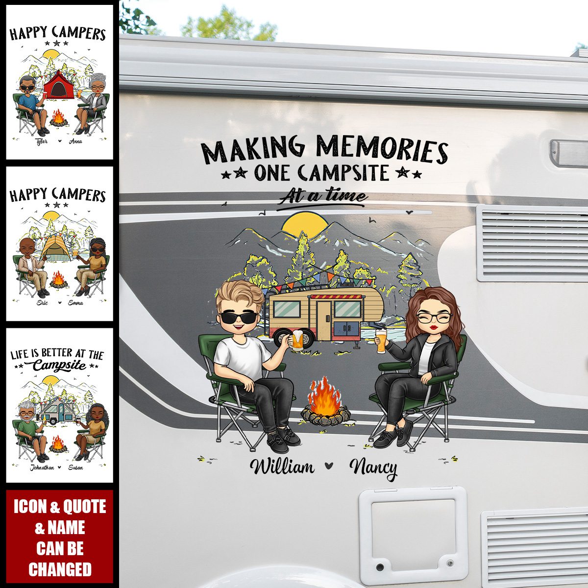 Camping Partners For Life - Camping Personalized RV Decal - Gift For Husband Wife, Camping Lovers