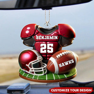 Football Jersey Uniform - Personalized Acrylic Car Ornament, Gift For Son, Boyfriend