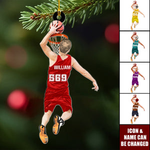 Basketball Player Jumping Dunking Personalized Ornament - Christmas Gifts For Basketball Lovers