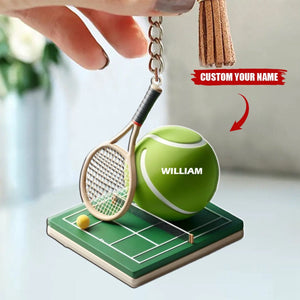 Personalized Tennis Court Keychain, Sport Lover Gift