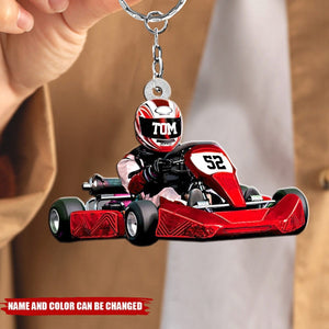 Personalized Race Car Keychain, Custom Name Race Car Keychain, Gift For Race Car Lovers