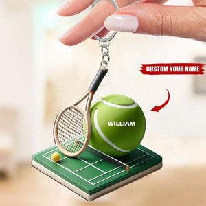 Personalized Tennis Court Keychain, Sport Lover Gift