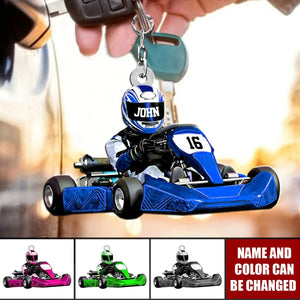 Personalized Race Car Keychain, Custom Name Race Car Keychain, Gift For Race Car Lovers