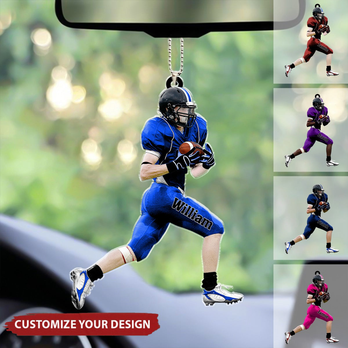 American Football Player Runing Personalized Ornament