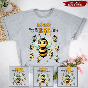Grandma's Reasons To Bee Happy Personalized T-shirt