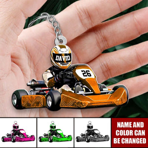 Personalized Race Car Keychain, Custom Name Race Car Keychain, Gift For Race Car Lovers