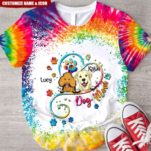 Puppy Pet Dog Lovers Heart Pawprint Line Dog Breeds Personalized 3D T-shirt