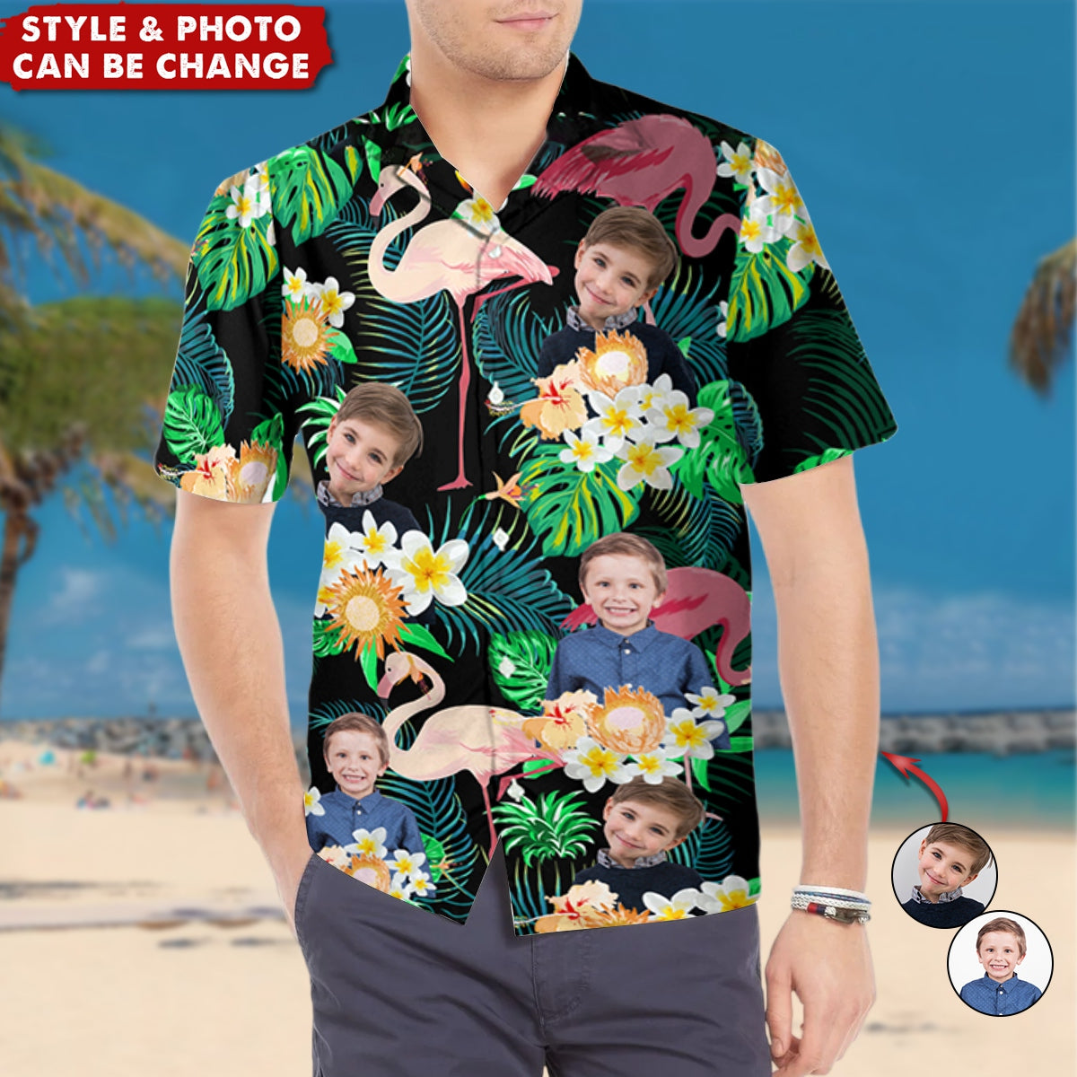 Custom Funny Pet Kids Photo Aloha Personalized Hawaiian Shirt