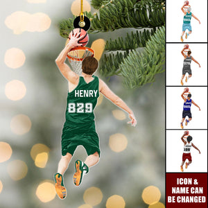 Basketball Player Jumping Dunking Personalized Ornament - Christmas Gifts For Basketball Lovers