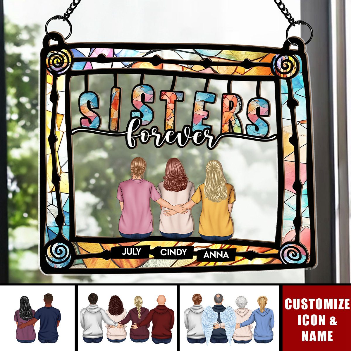 Besties Being Together - Personalized Window Hanging Suncatcher Ornament