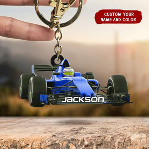 Personalized Racing Car Custom Name Keychain, Gift For Racing Car Lover