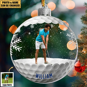 Golf Friends Christmas Globe - Personalized Acrylic Photo Ornament