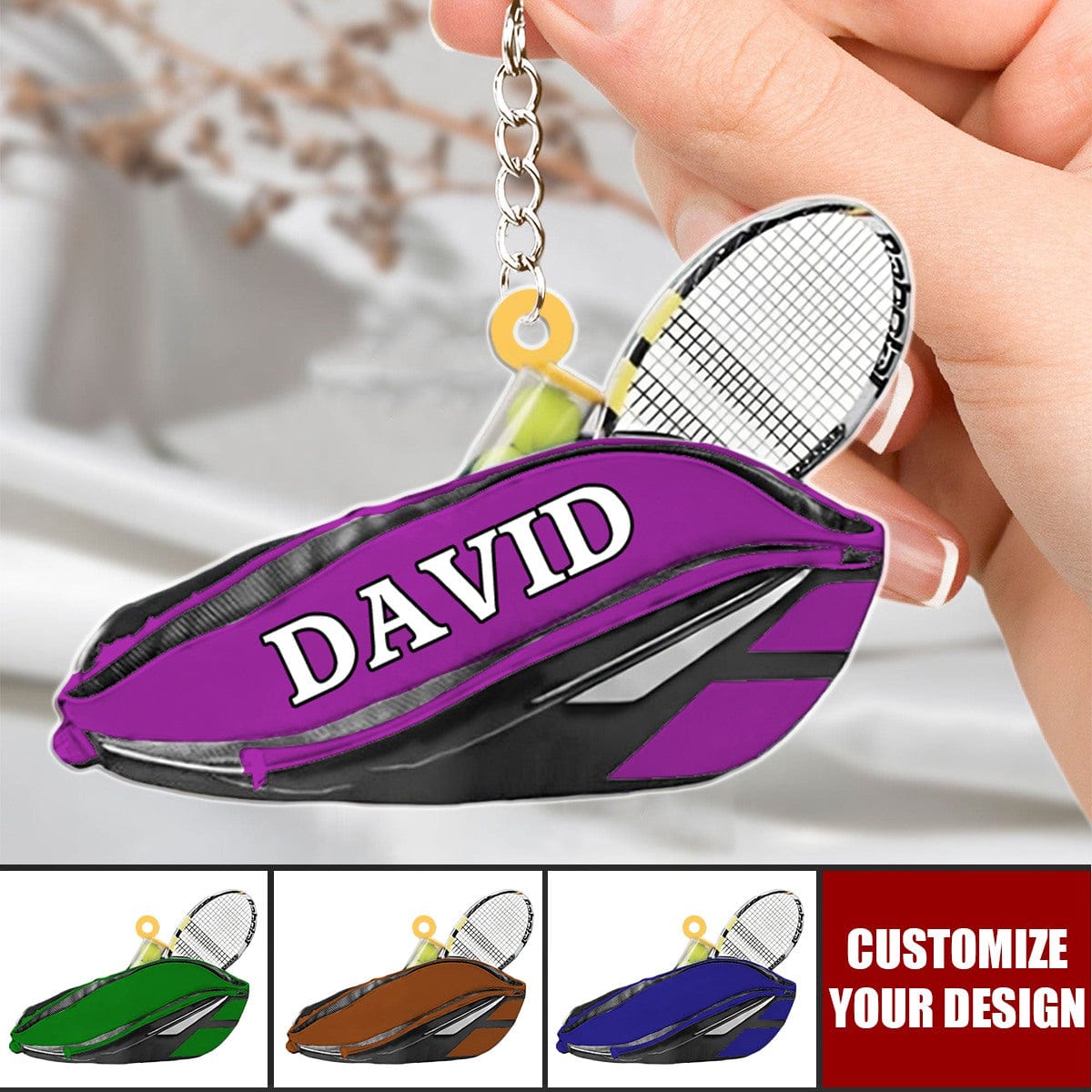 Custom Tennis Bag Keychain, Tennis Bag Keepsake, Tennis Lover Gift