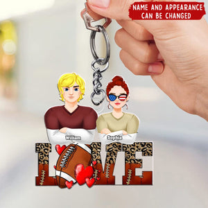 Personalized Gifts For Football Lover Acrylic Keychain Couple Valentine