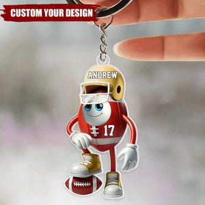 American Football Cute Guy Personalized Acrylic Keychain