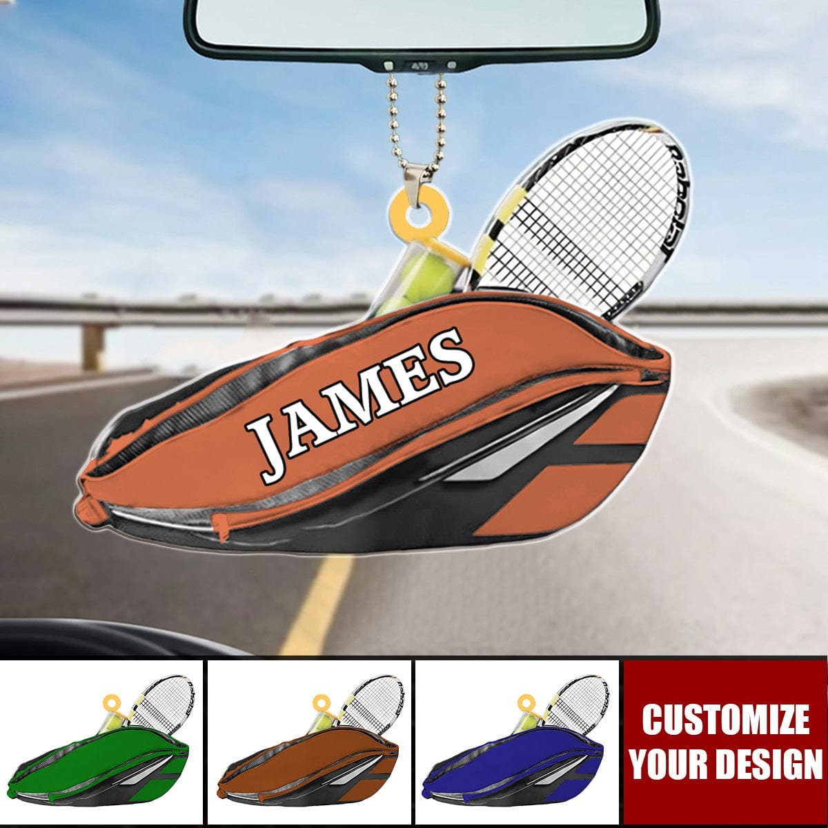 Custom Tennis Bag Car Ornament, Tennis Bag Keepsake, Tennis Lover Gift