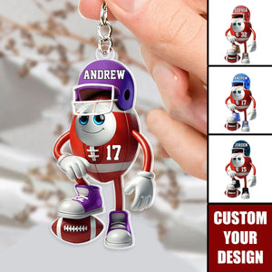 American Football Cute Guy Personalized Acrylic Keychain