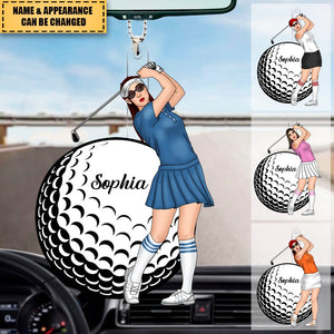 I Just Want To Play Golf - Personalized Custom Mica Car Ornament - Christmas Gift For Golf Lover