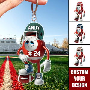 American Football Cute Guy Personalized Acrylic Keychain