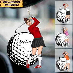 I Just Want To Play Golf - Personalized Custom Mica Car Ornament - Christmas Gift For Golf Lover