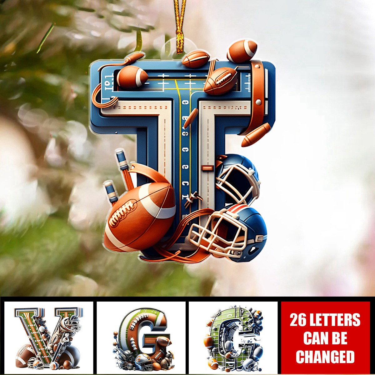 Custom Alphabet Letter Gifts For Sport Lover Christmas Ornament