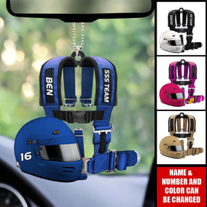 Racing Seat Belt And Helmet Personalized Acrylic Ornament