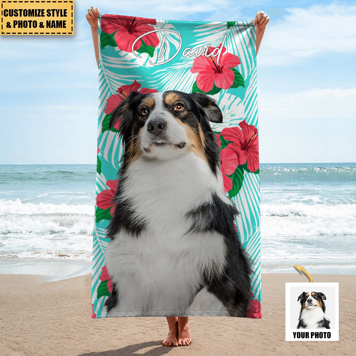 Upload Funny Pet Kids Photo Personalized Beach Towel