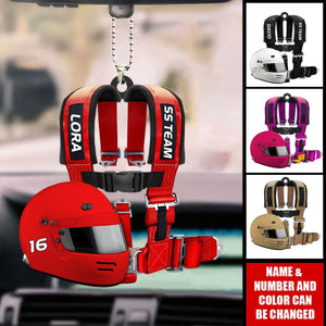 Racing Seat Belt And Helmet Personalized Acrylic Ornament