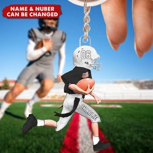 Personalized American Football Kid Keychain, Gift for Son