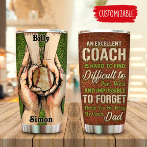 Baseball Dad And Kid Hands - Personalized Tumbler - Gift for Father